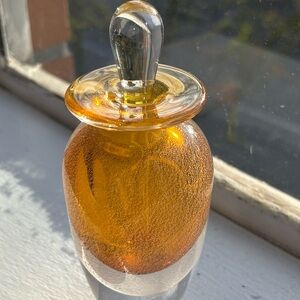 Source Unknown Amber and Clear Glass perfume decanter. Signed on bottom Bolt ‘98